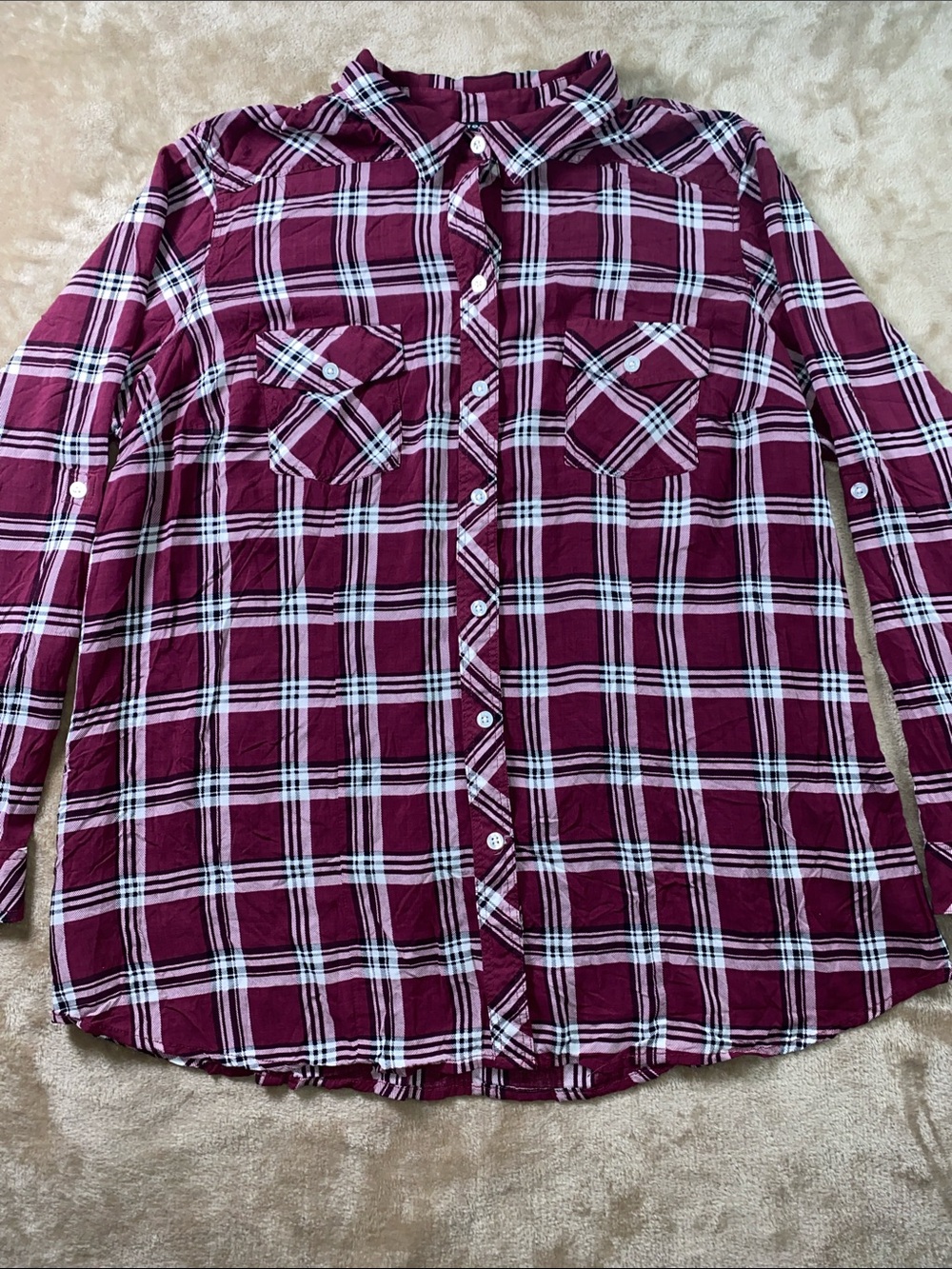 torrid Burgundy Plaid Button-Down Shirt